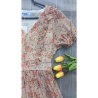 Đầm voan hoa họa tiết hoa nhí phong cách Hàn Quốc hàng quảng châu