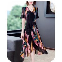 ĐẦM VOAN LỤA 2 LỚP PHỒI NHIỀU MÀU SẮC SANG TRỌNG - DF577