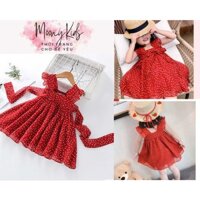 Đầm Voan Lụa Chấm Bi Phong Cách Tiểu Thư Sang Chảnh Cho Bé Gái Hàng Cao Cấp MoonyKids
