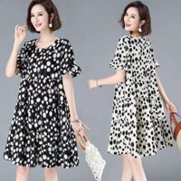 Đầm voan ngắn tay chấm bi mùa hè cỡ lớn Phong cách mới dáng rộng mỏng hơn nhìn bao da bụng Tính khí Po