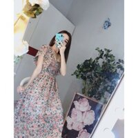 Đầm voan tay cánh tiên + Ảnh thật