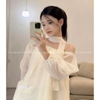 ĐẦM VOAN TIỂU THƯ TẶNG (KÈM DÂY ĐEO CỔ). CHÂN VÁY XẺ TÀ STYLE ULZZANG KHOE DÁNG