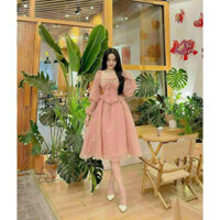 Đầm voan tơ có nơ di chơi dạo phố càphee cùng bạn bè