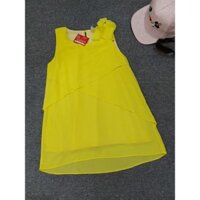 Đầm voan vàng sát nách hoa vai 2516