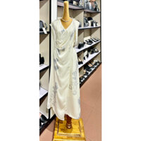 Đầm Xe Cop kem hoa xám V573