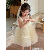 Đầm Xếp Tầng LunaClassy Đầm Công Chúa 2S Kem Tặng Kèm Nơ Công Chúa Cài Tóc  CU205SA