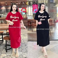 Đầm xinh cộc tay mùa hè chất thun cotton hottrend phối màu cực xinh Váy bầu freesize