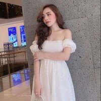 Đầm xô trắng bẹt vai