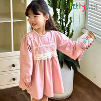 Đầm Xòe Babydoll Cho Bé, Đầm Babydoll Tay Dài Bé Gái Nhẹ Nhàng Họa Tiết Ren Dễ Thương - PETTY Thời Trang Trẻ Em [1008-9]