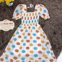 Đầm xoè chấm bi chất voan cao cấp sang xịn