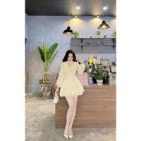 Đầm Xòe Chất Voan Tơ Nổi 2 Tầng Siêu Xinh Tiểu Thư