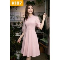 ĐẦM XÒE CỔ ĐỨC K187 - Fleur Boutique (Hàng may thiết kế ,ảnh thật shop tự chụp)