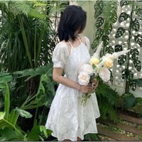 Đầm Xoè cổ kiểu yếm có nơ thắt sau lưng 🎀