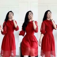 Đầm xoè cổ sen bèo