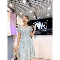 Đầm xòe cổ thuyền thêu hoa NK