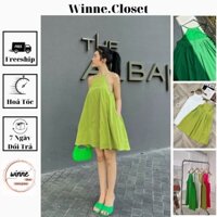 Đầm Xoè Cổ Yếm 2 Dây Cao Cấp, Đầm Xoè Hở Lưng Xinh Xắn, Dễ Thương