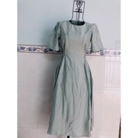 Đầm xoè dài cổ tròn nhún eo