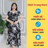 Đầm Xòe Đen Hoa Trắng Siêu Cao Cấp - Thương Hiệu Dori - DP145 (Ảnh Thật, Có Big Size)