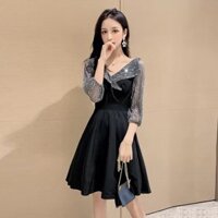 Đầm Xòe Đen Phối Kim Tuyến
