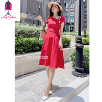 Đầm xòe đỏ kết hoa trắng-MS0605D - L