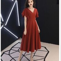 ĐẦM XÒE ĐỎ TAY LOE CỔ TIM