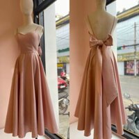 Đầm xoè dự tiệc 2 dây hở lưng cột nơ siêu yêu TRIPBLE T DRESS - size M/L - MS107Y