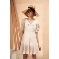 Đầm xòe đuôi cá S1905, kiểu dáng tiểu thư, thanh lịch, phù hợp mặc đi chơi, đi biển, tiệc cưới. Màu trắng sữa tôn da