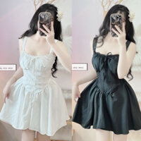 Đầm xoè hay dây nhún cột nơ ôm eo _VEEMEEHOUSE