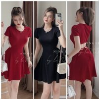 Đầm xòe hở lưng chất thun co giãn (chân váy ngắn)