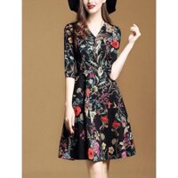 ĐẦM XOÈ HOA CỔ V CAO CẤP MSP-D260601X16Y (HÀNG NHẬP)