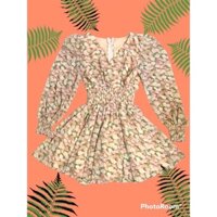 Đầm xòe hoa nhí cổ V thích hợp mặc dự tiệc, công sở free size 43kg-52kg