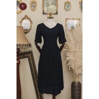 Đầm xòe hoa thêu nổi vintage cổ điển thanh lịch