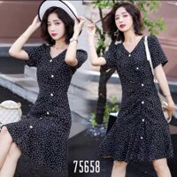 Đầm xoè lụa bi phối nút Siêu Kute ( Có size M/L/XL/2XL đến 70Kg MMR