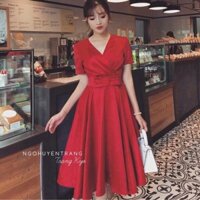 Đầm xoè nơ công chúa tay phồng hàng Quảng Châu