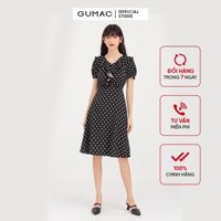 Đầm xòe nữ chấm bi phối bèo GUMAC DB735 - HÀNG MỚI VỀ