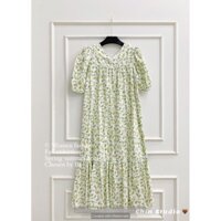 Đầm xòe nữ đuôi cá dáng dài rộng suông bầu bì tone hoa vintage