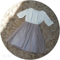 đầm xòe pha lưới voan tay lở