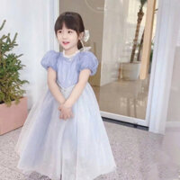 Đầm xòe Quảng Châu thiết kế vải ren bồng bềnh tay bồng công chúa cho bé gái 32-36kg