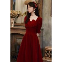 Đầm xòe tay lỡ cổ tim có mút ngực Rose Fashion.