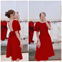 Đầm xoè tay loe nơ lưng