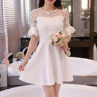 ĐẦM XÒE TAY LOE PHA LƯỚI HOA NỔI SALE
