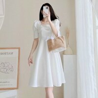 Đầm Xòe Trắng Dự Tiệc Tiểu Thư Hàng Thiết Kế Cao Cấp Váy Xòe Đi Tiệc, Công Sở, Đi Chơi, Dạo Phố V13537