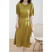 ĐẦM XÒE VÀNG LỤA TAY XẾP LI - YB230231