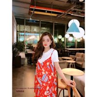 Đầm yếm bầu công sở,váy bầu thời trang hai dây voan M&M MM64 (kèm áo)