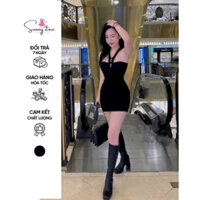 Đầm yếm body có mút, váy nữ dáng ngắn nhún thân (SN059)