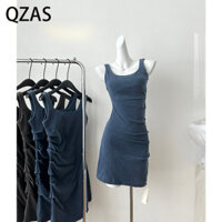 Đầm yếm Denim không tay cổ vuông Qzas 61860