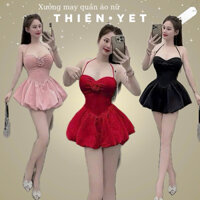 Đầm YẾM HOA BÍ có mút ( kèm quần) kate dáng ngắn UN đi chơi nhảy múa văn nghệ nữ - Thiên Yết
