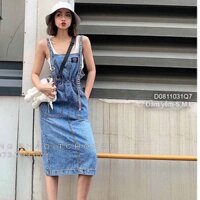 Đầm yếm jean dài mẫu mới siêu thời trang