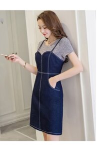 Đầm yếm jean ôm body TB0379