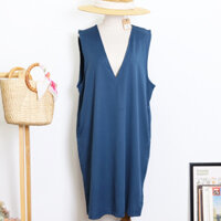 Đầm yếm rộng màu xanh 2hand phối áo dây/sơmi/thun (2hand Nhật)
